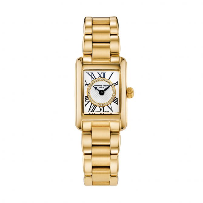 Frederique Constant Classics Carree 23mm Watch, Gold Plated and Crystal Dial