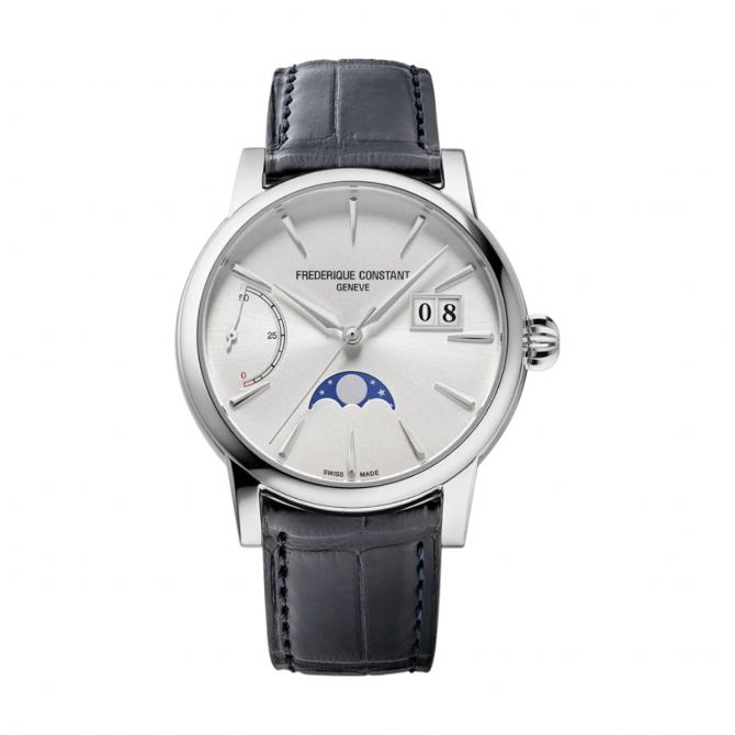 Frederique Constant Manufacture Classic Power Reserve Big Date 40mm Men's Watch, Silver Dial