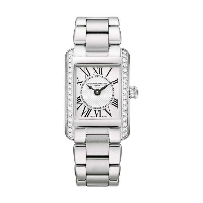 Frederique Constant Classics Carree 21mm Watch, White and Diamond Dial