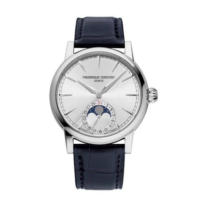 Frederique Constant Manufacture Classic Moonphase Date 40mm Watch, Silver Tone Dial