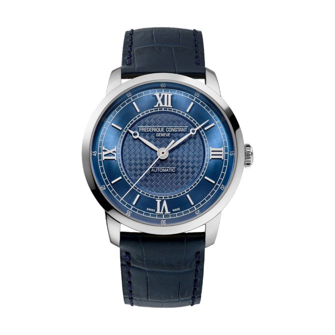 Frederique Constant Classics Premiere 38.5mm Watch, Blue Pattern Dial