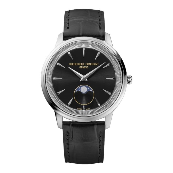 Frederique Constant Classics Moneta Moonphase 37mm Men's Watch, Black Dial