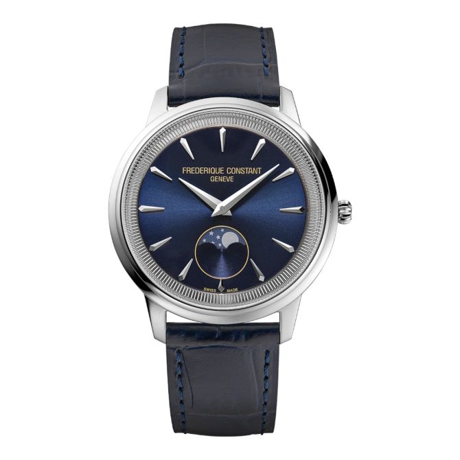 Frederique Constant Classics Moneta Moonphase 37mm Men's Watch, Blue Dial