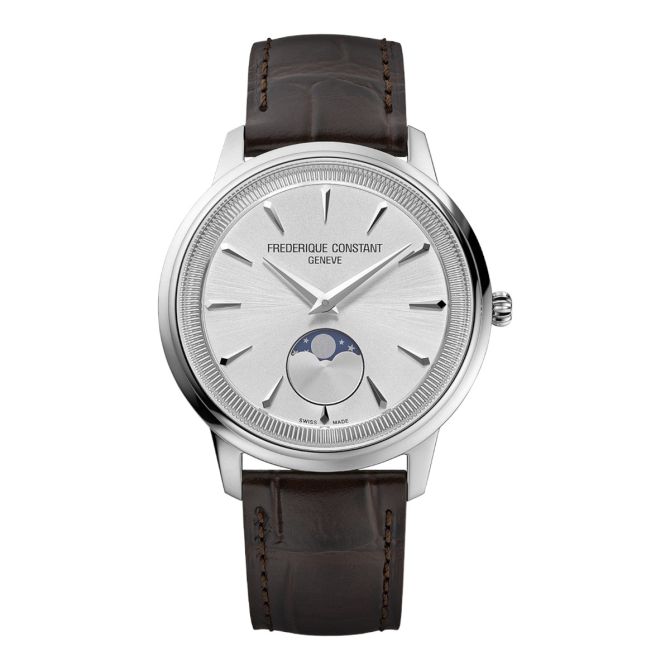 Frederique Constant Classics Moneta Moonphase 37mm Men's Watch, Silver Dial