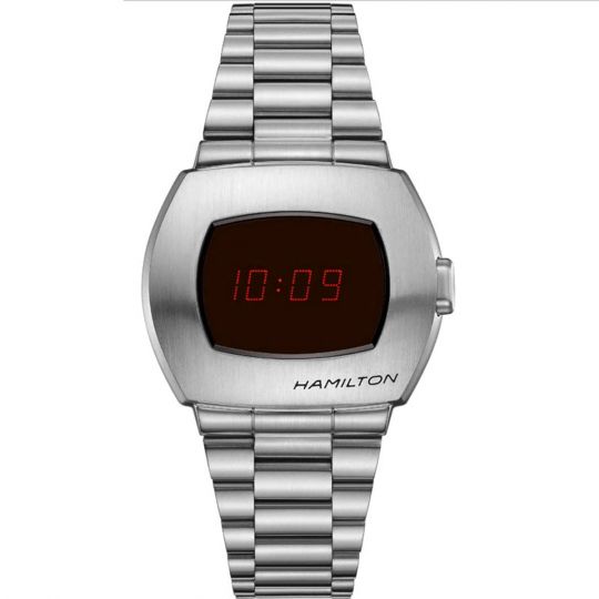 digital watch with red digits