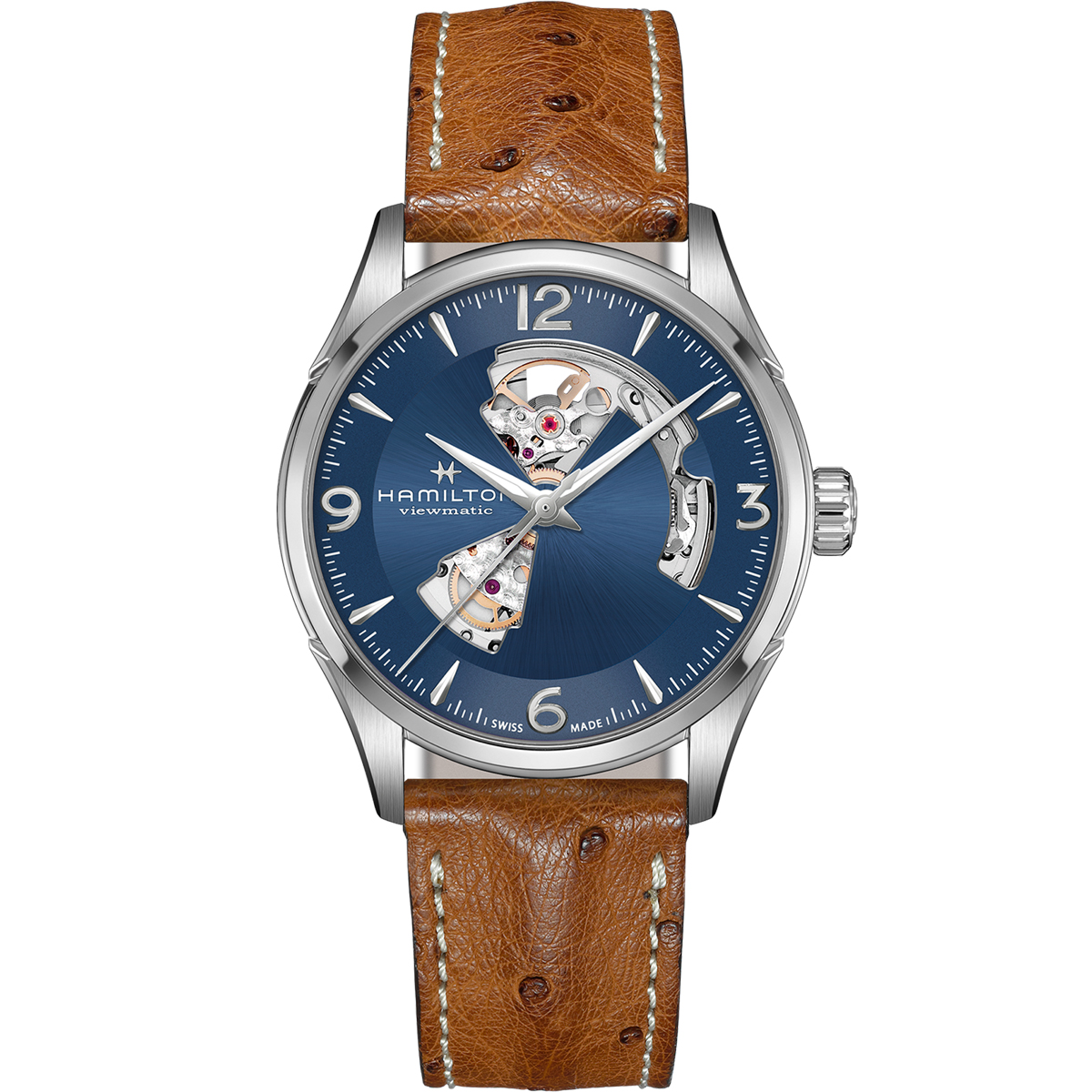 Hamilton Jazzmaster Open Heart Automatic 42mm Watch, navy and Silver
