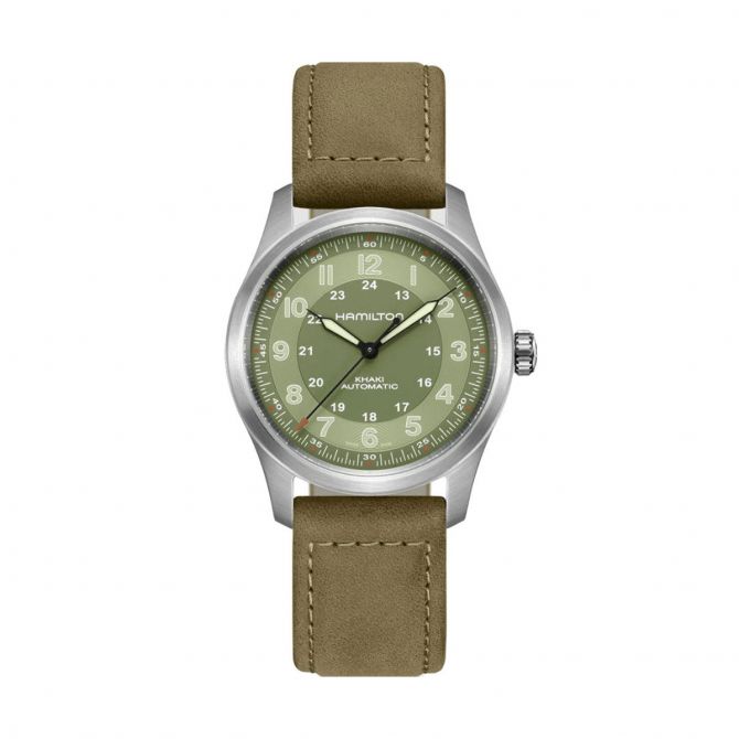 Hamilton Khaki Field Titanium Automatic 38mm Men's Watch, Green Dial