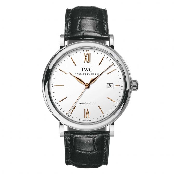 IWC Schaffhausen Portofino Automatic 40mm Watch Silver and Rose Gold Dial IW356517 Borsheims