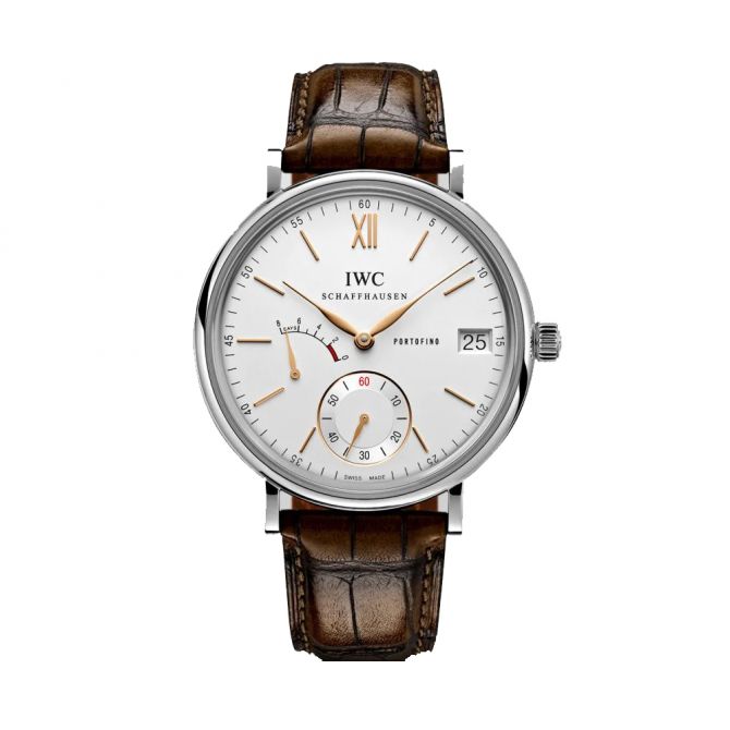 IWC Schaffhausen Portofino Hand-Wound Eight Days 45mm Watch, Rose Gold Dial