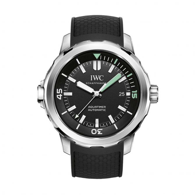 IWC Schaffhausen Aquatimer Automatic 42mm Watch, Black and Green Face