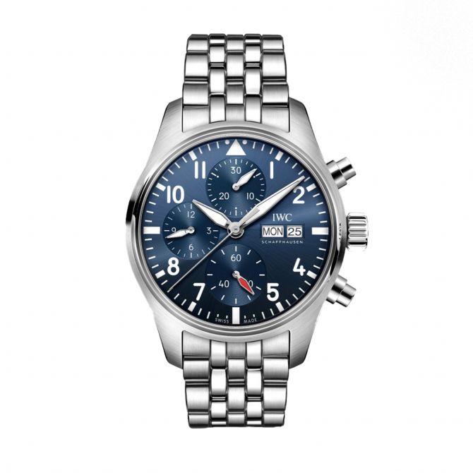 IWC Schaffhausen Pilot's Chronograph 41mm Stainless Steel Watch, Blue Dial