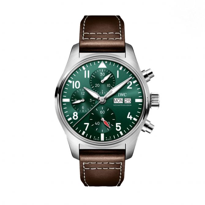 IWC Schaffhausen Pilot's Chronograph 41mm Watch, Green Dial