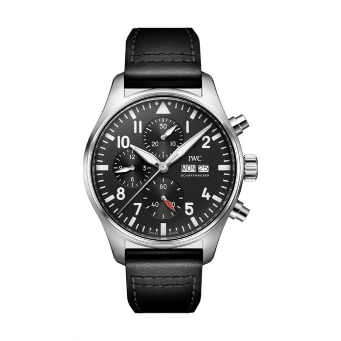 IWC Schaffhausen Pilot Chronograph 43mm Men's Watch, Black Dial