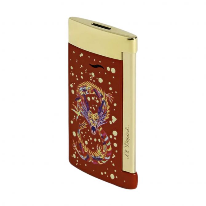 S.T. Dupont Slim 7 Year of the Dragon Lighter, Burgundy and Gold