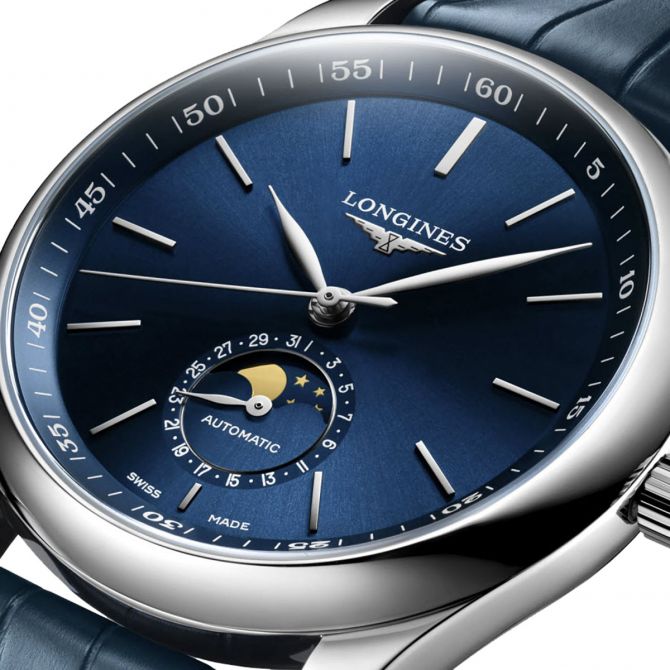 Longines Master Collection 40mm Watch Sunray Blue Moon and Star