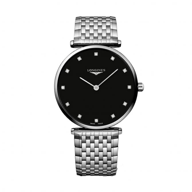 Longines La Grande Classique 38mm Men's Watch, Black Lacquered Polished and Diamond Dial