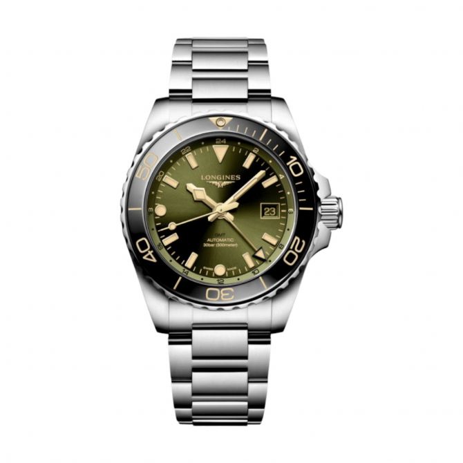 Longines Hydroconquest GMT 41mm Men's Watch, Sunray Green Dial