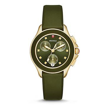 Michele Cape Chrono Green and Gold Tone Watch