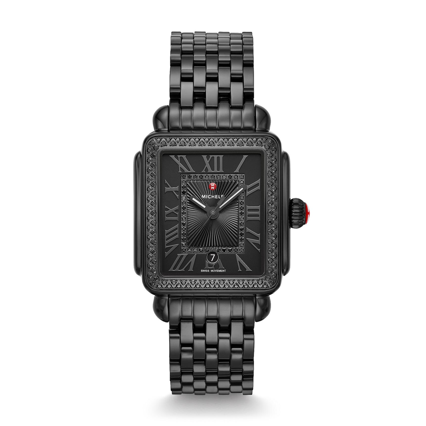 Michele Black Diamond Deco Noir Watch