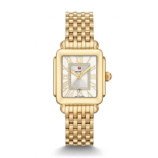 Michele Deco Madison Mid Diamond Gold Tone 31mm Women's Watch