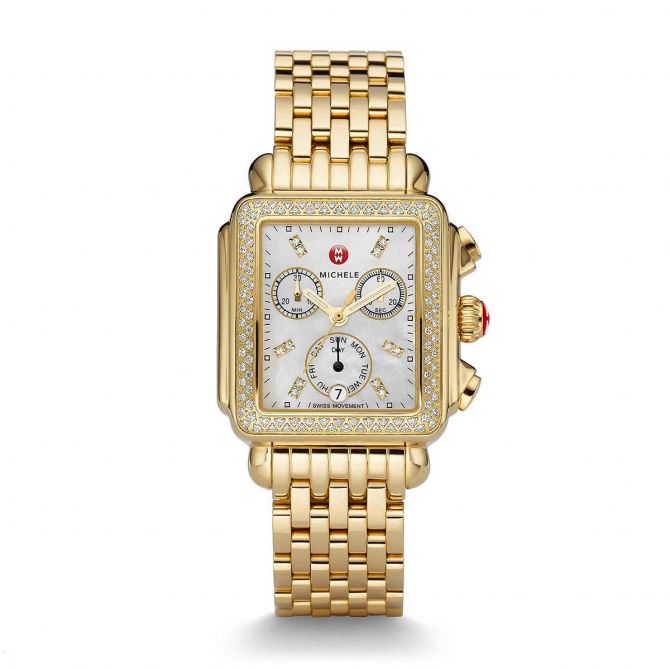 Michele Deco Diamond Gold 33mm Watch Dial