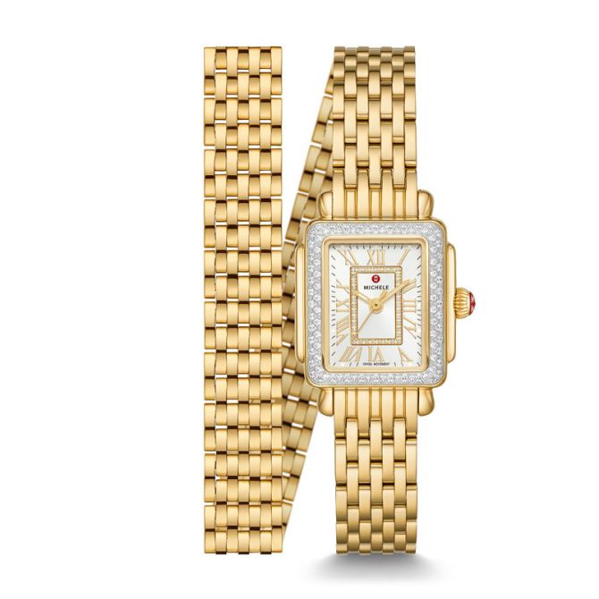 Michele Deco Mini 18k Gold Diamond Watch