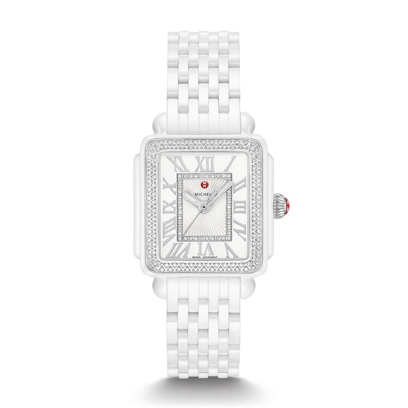 white watch with diamonds