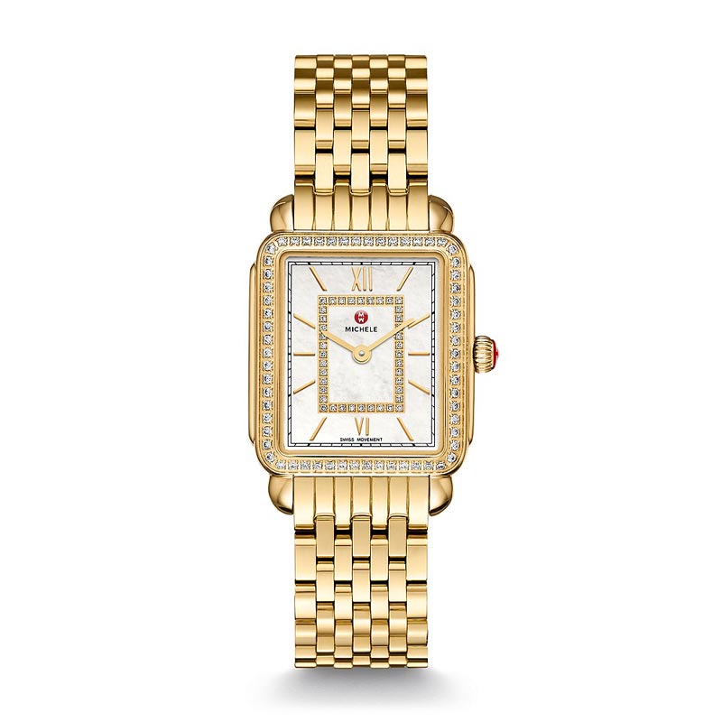 Michele Deco II Mid size Diamond Dial 26mm Watch Gold Tone MWW06I000007 Borsheims