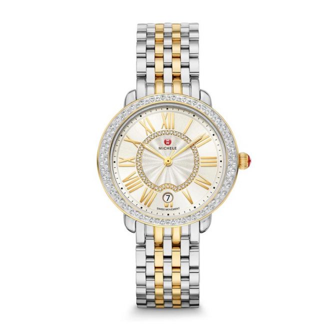 Michele Serein Mid Two-Tone Diamond Watch