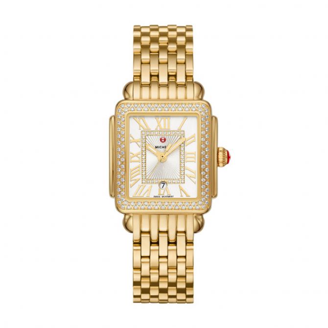 Michele Deco Madison Mini 31mm Women's Watch, Gold and White Dial