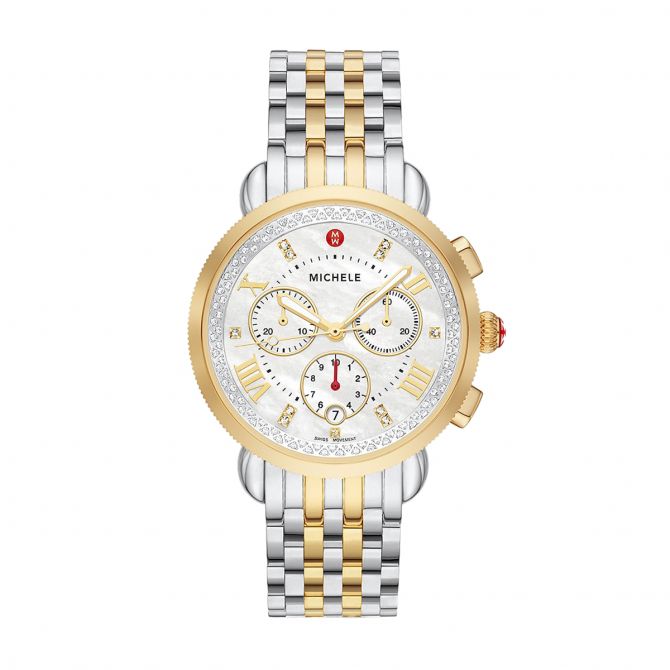 michele watch two tone diamond round