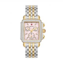 Michele Deco Sport Two Tone 36mm Watch Pink Gold Dial