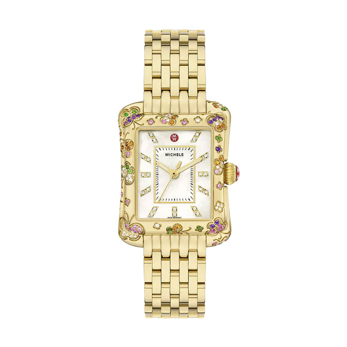 Michele Deco Moderne 18k Gold Plated Diamond 35mm Women s Watch