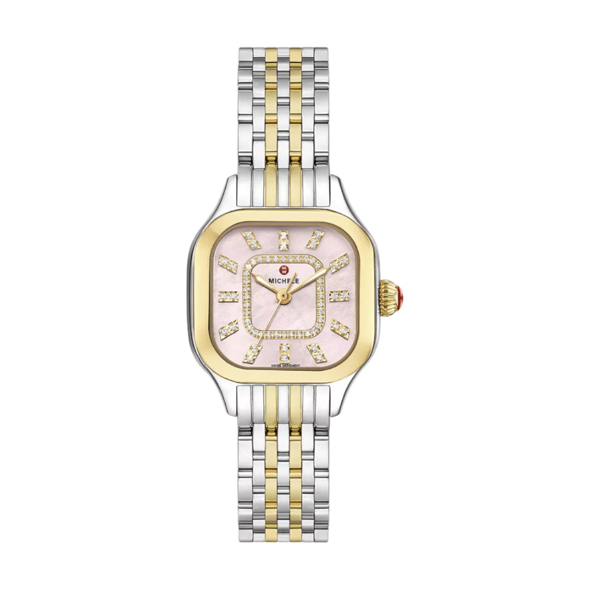 Michele Meggie Two-Tone 18k Yellow Gold Plated 29mm Watch, Pink Mother of  Pearl Dial