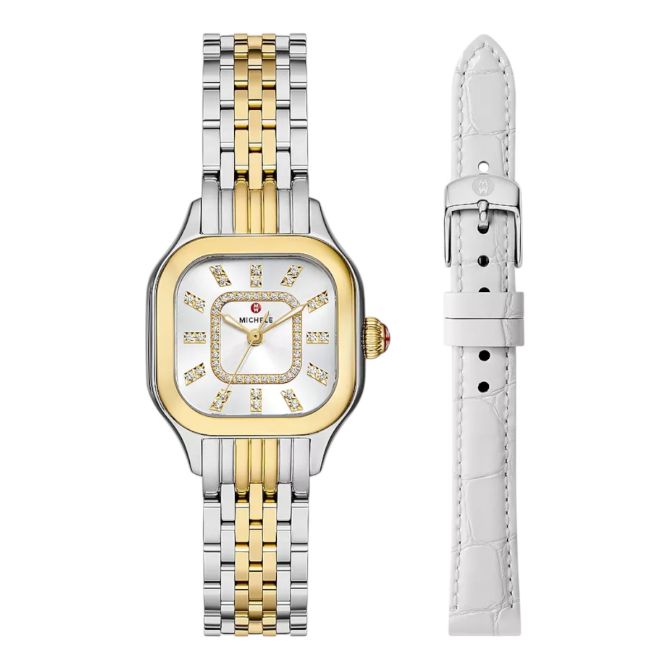 Michele Meggie Two-Tone 18K Gold Plated Watch Set, Diamond Dial