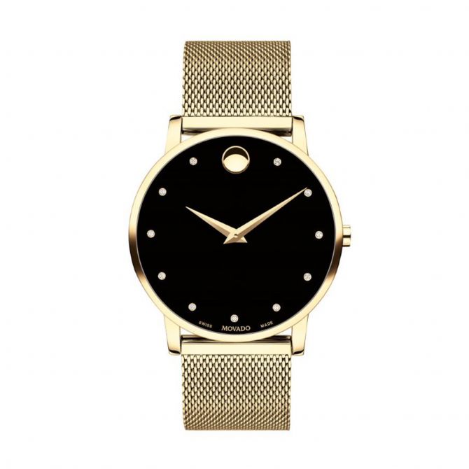 Movado Museum Classic 40mm Watch, Black and Diamond Dial