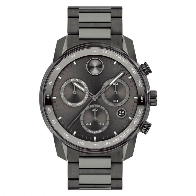 Movado BOLD Verso 44mm Men's Watch, Grey Gunmetal Ion Plated Dial