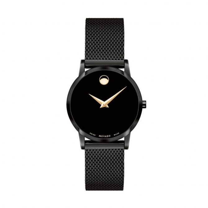 Movado Museum Classic 28mm Watch, Black and Gold Tone Dial