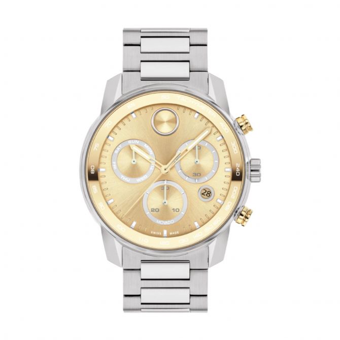 Movado Bold Verso 44mm Watch, Pale Yellow Gold Tone Dial