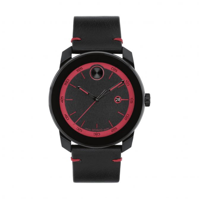 Movado Bold TR90 42mm Watch, Black and Red Dial