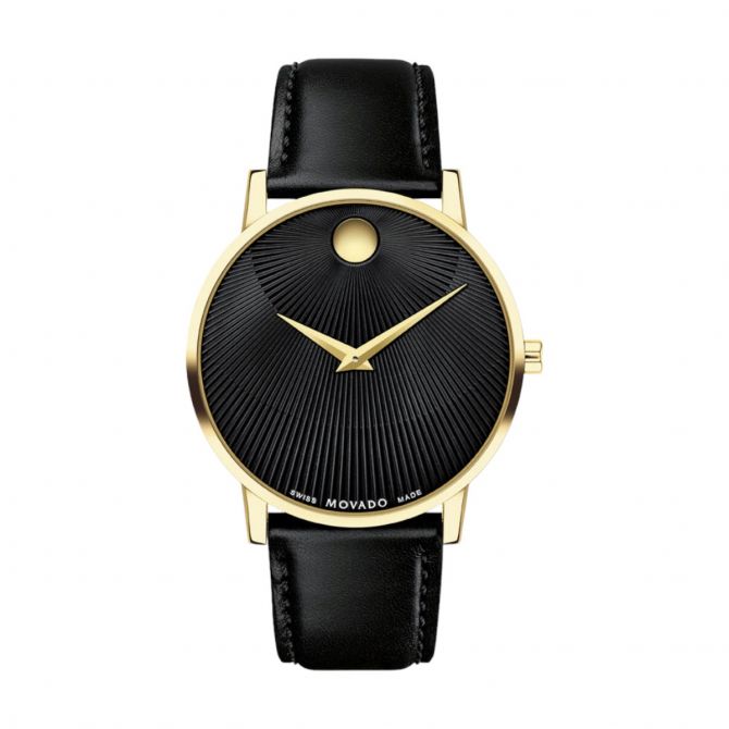 Movado Museum Classic 40mm Watch Black and Yellow Gold Tone Dial