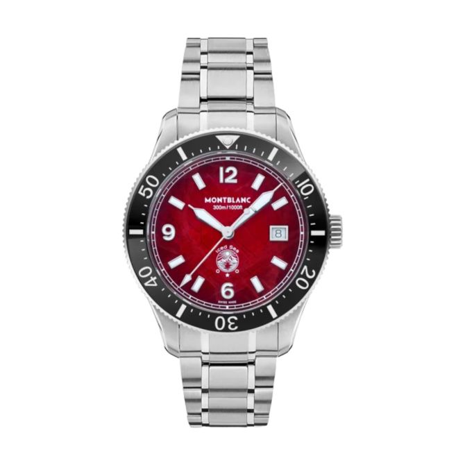 Montblanc Iced Sea Automatic Date Men's Watch, Burgundy Glacier Pattern Dial