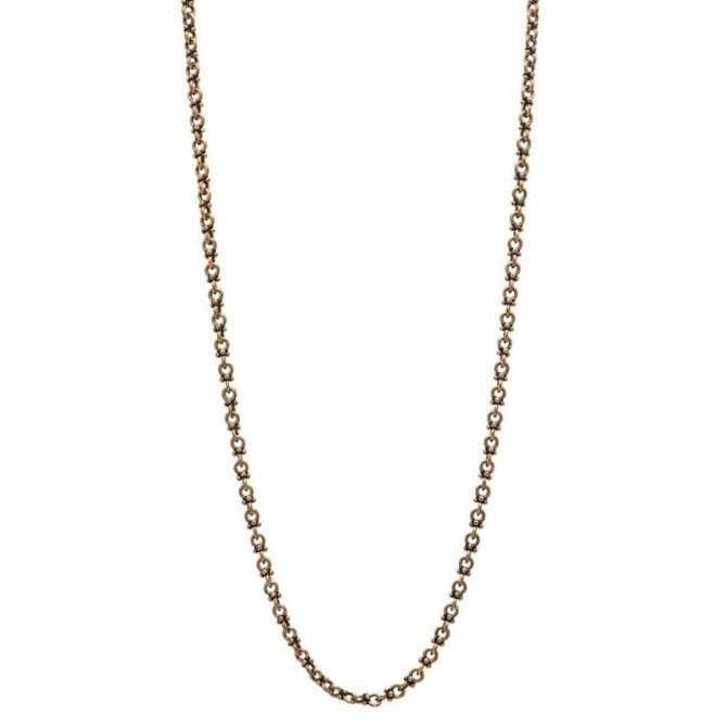 John Varvatos Brass Thin Double Round Chain with Skull Clasp