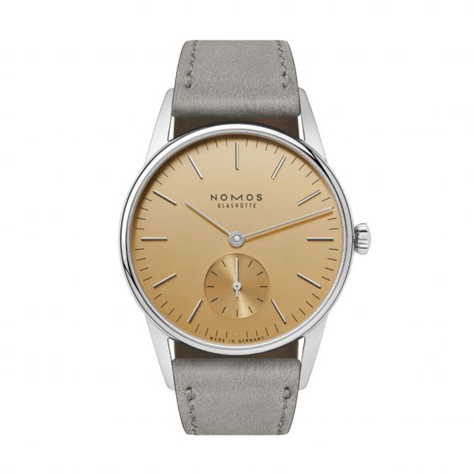 Nomos Glashutte Orion 33mm Watch, Gold Plated Dial