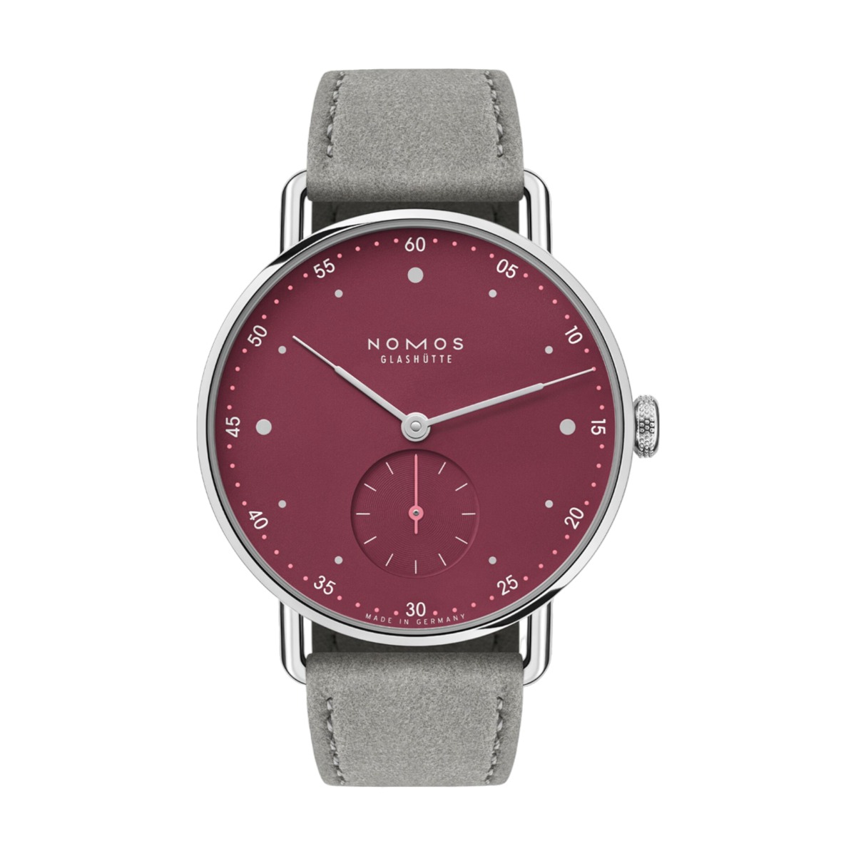 Nomos Glashuette Metro 33mm Watch, Muted Wine Red Dial | 1123 | Borsheims