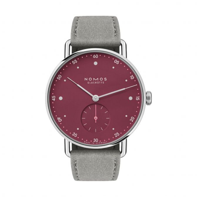 Nomos Glashuette Metro 33mm Watch, Muted Wine Red Dial