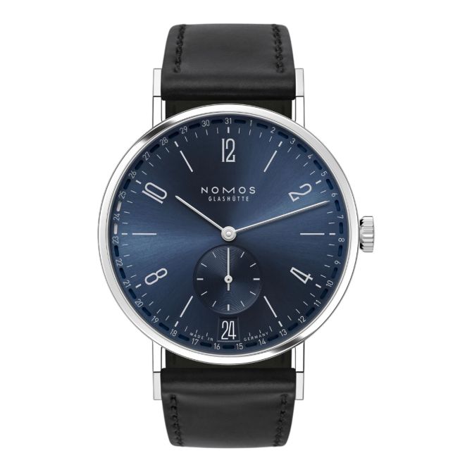 Nomos Glashuette Tangente 2Date 37.5mm Watch, Deep Blue Dial