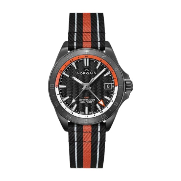 Norqain Adventure Neverest GMT Glacier 41 mm Watch, Orange Stripe