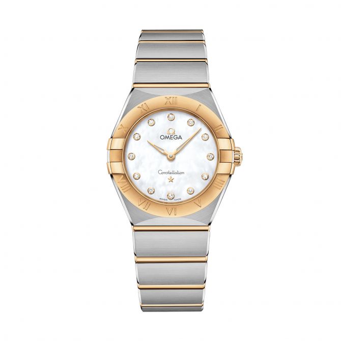 Omega Constellation Quartz 28mm Watch, Diamond and Yellow Gold Dial