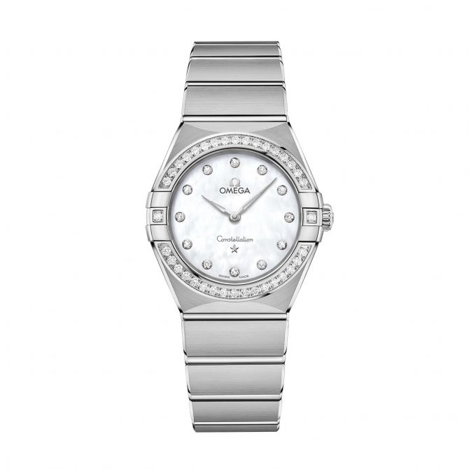 Omega Constellation Quartz 28mm Women s Watch White and Diamond